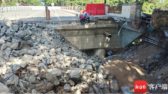 琼海塌陷路面已硬化 预计下月初管制桥面恢复通行