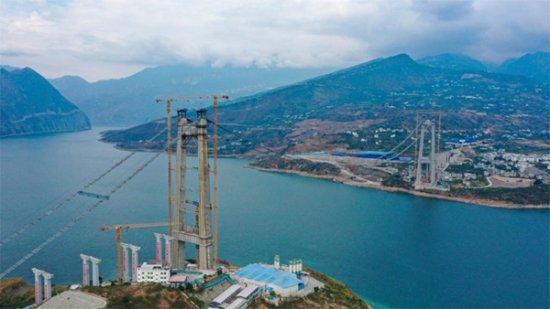 “世界级”悬索桥卡哈洛金沙江大桥首根主缆索股架设成功