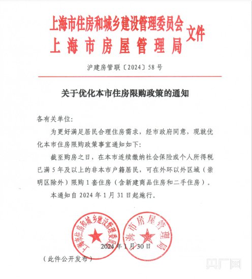 促进区域职住平衡 上海住房限购政策再“松绑”