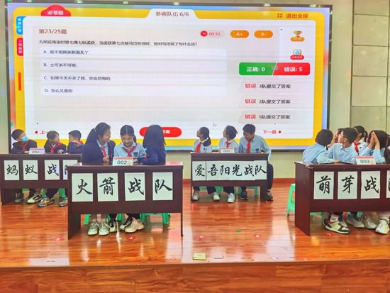 两江新区人和实验学校举办第15届读书节六年级文学知识素养大赛