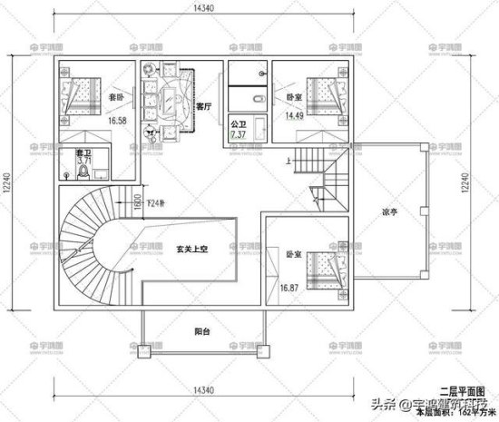 经典简欧风格的三层<em>别墅</em>设计图，农村建房的首选，主体造价30万