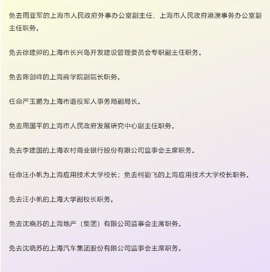 上海市政府发布一组人事<em>任免信息</em>