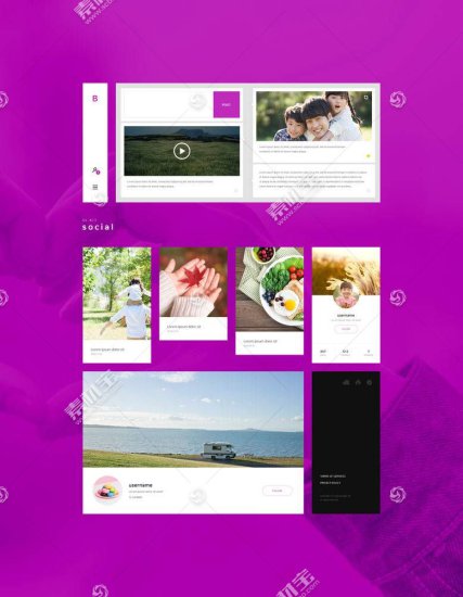紫色分享交互<em>网页设计图片</em>