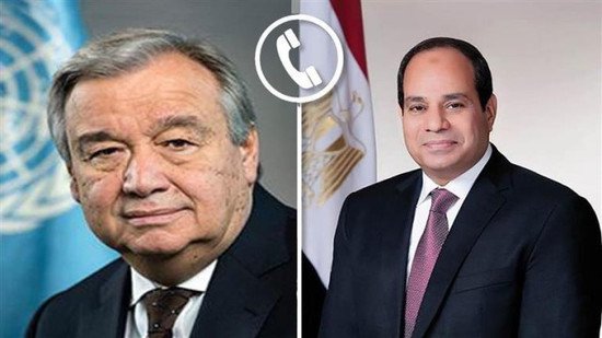 埃及总统塞西与联合国秘书长古特雷斯<em>通电话</em> 讨论巴以局势问题