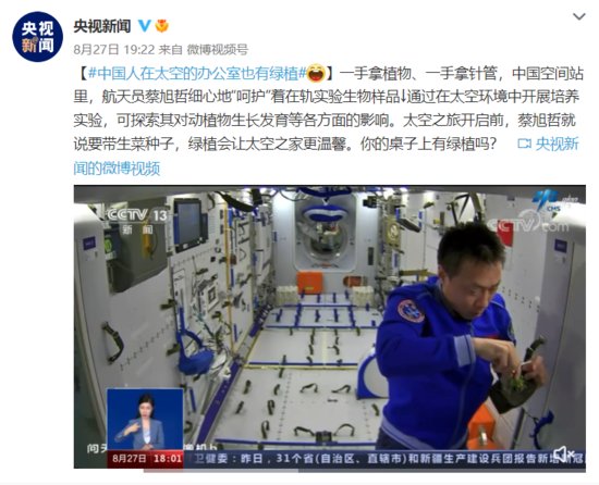 中国人在太空的<em>办公室</em>也有绿植