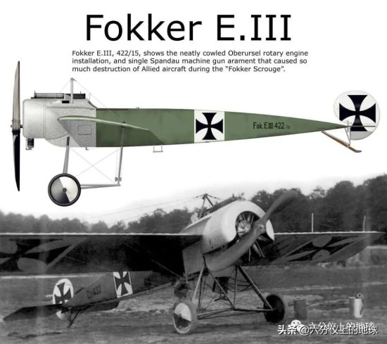 第一次世界大战“福克灾难”的始作俑者德国福克E.III单翼战斗机
