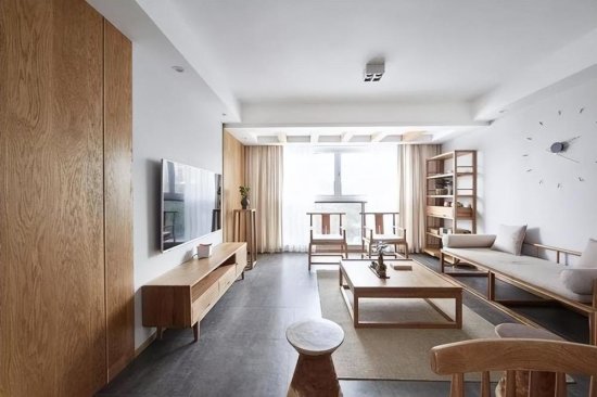 89平原木色新中式三居室，两代人都喜欢的<em>房子设计</em>来了