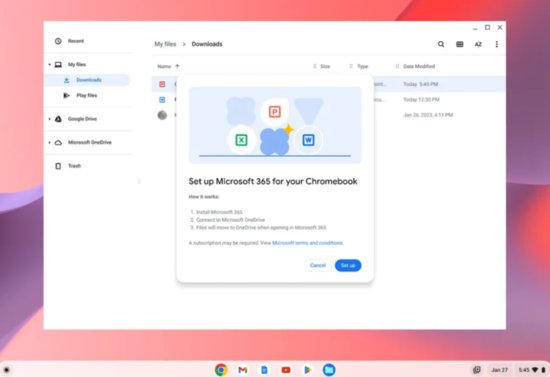 谷歌 ChromeOS 将集成 Microsoft 365，可一键<em>下载安装</em>微软全家...