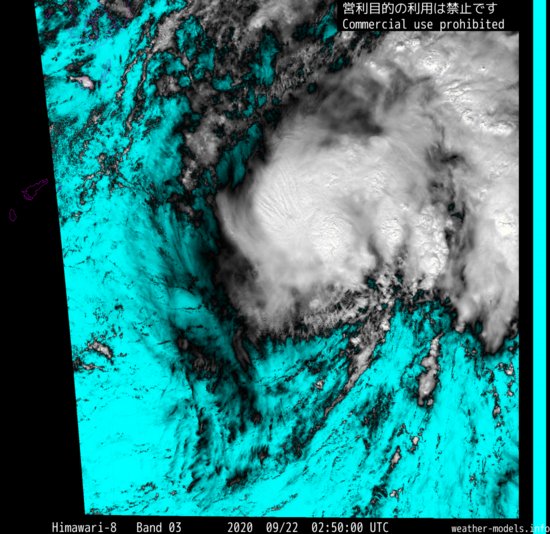 小<em>台风</em>“白海豚”风力在加强，云系呈团状，胚胎94W生成了