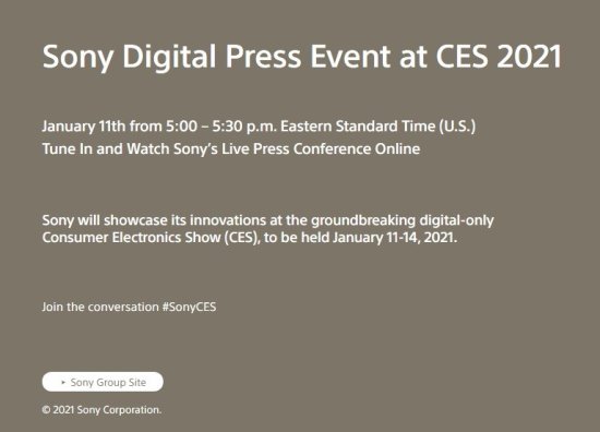 索尼正式公开 CES 2021 在线发布<em>平台</em> Sony Square，1月12日...