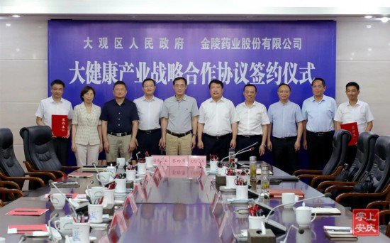 <em>安庆市大观区</em>人民政府和金陵药业签订大健康产业战略合作协议