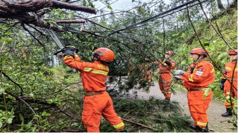 福建连城：强降雨导致多地电力中断，消防救援人员及时处置