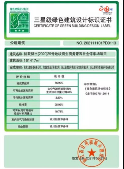 获评“三<em>星级绿色</em>建筑” 杭州这个在建项目厉害了！