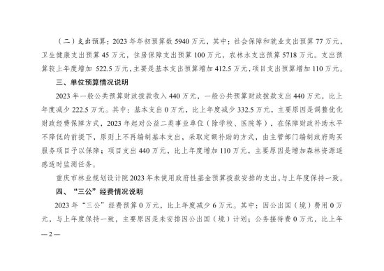 重庆市林业规划<em>设计</em>院2023年单位<em>预算</em>公开说明