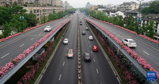 杭州：“空中花廊”扮靓高架路