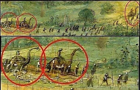 古人骑着<em>恐龙</em>？462年前油画中出现四足长脖子生物，究竟是什么...