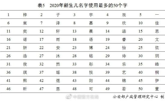 2020年全国姓名报告出炉 王李张刘陈名列前五